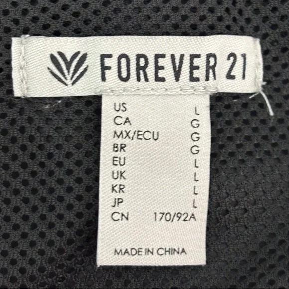 Forever 21 Racing Windbreaker 1/2 Zip Jacket Black Red Checkered Women L Hooded - Picture 4 of 5